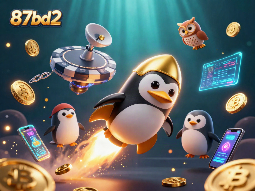 Engage with 87bd2's fun rocket penguin theme as it ventures into crypto casino worlds.