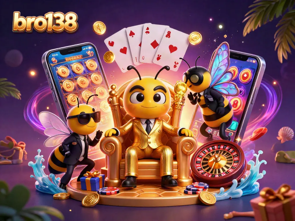 Experience exciting gameplay and strategic wins with bro138's vibrant casino scene filled with golden slots.