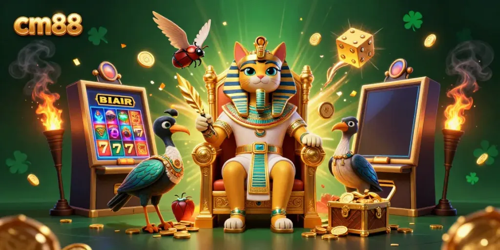 Experience thrilling wins with cm88 in a vibrant 3D casino scene filled with action and excitement.