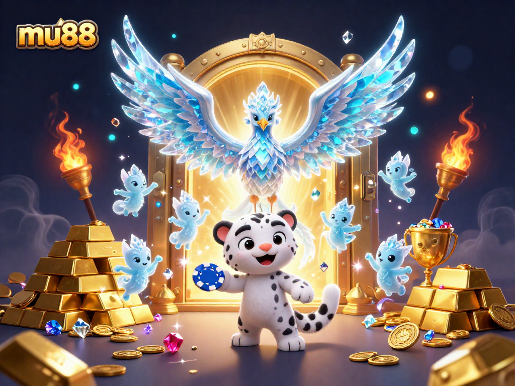 Experience mu88's thrilling atmosphere with an ice phoenix and lucky poker chip.