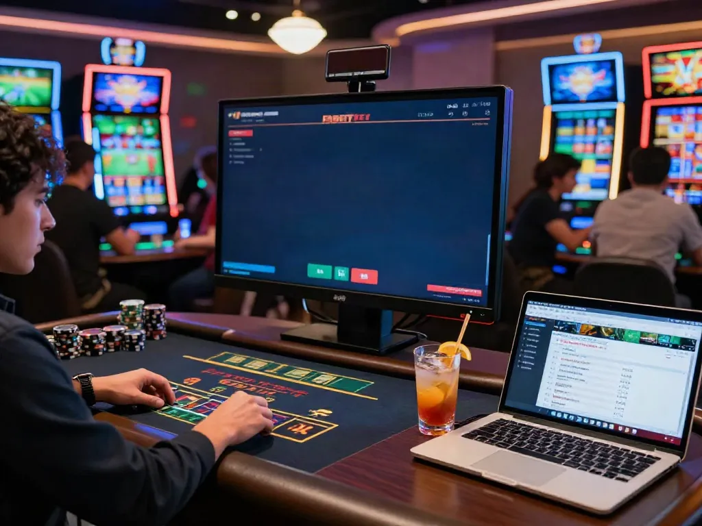 Players experiencing the excitement of online betting on FABET's platform with vibrant visuals and engaging activities.