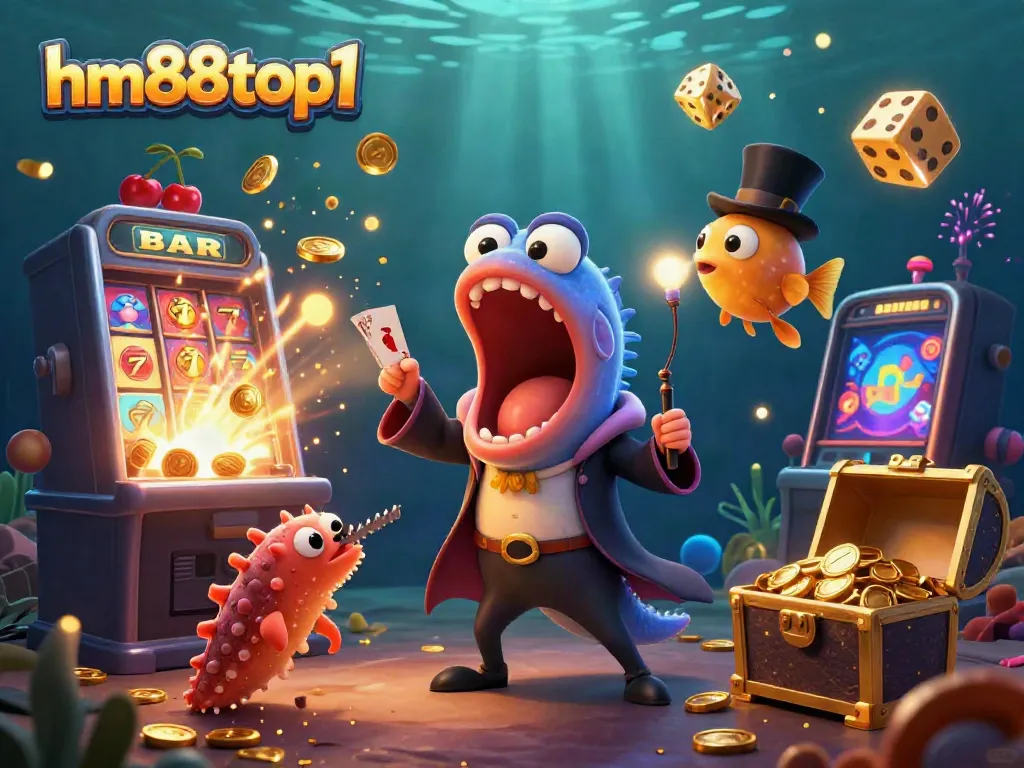 Experience the excitement at hm88top1 with thrilling casino characters performing magic and winning antics.
