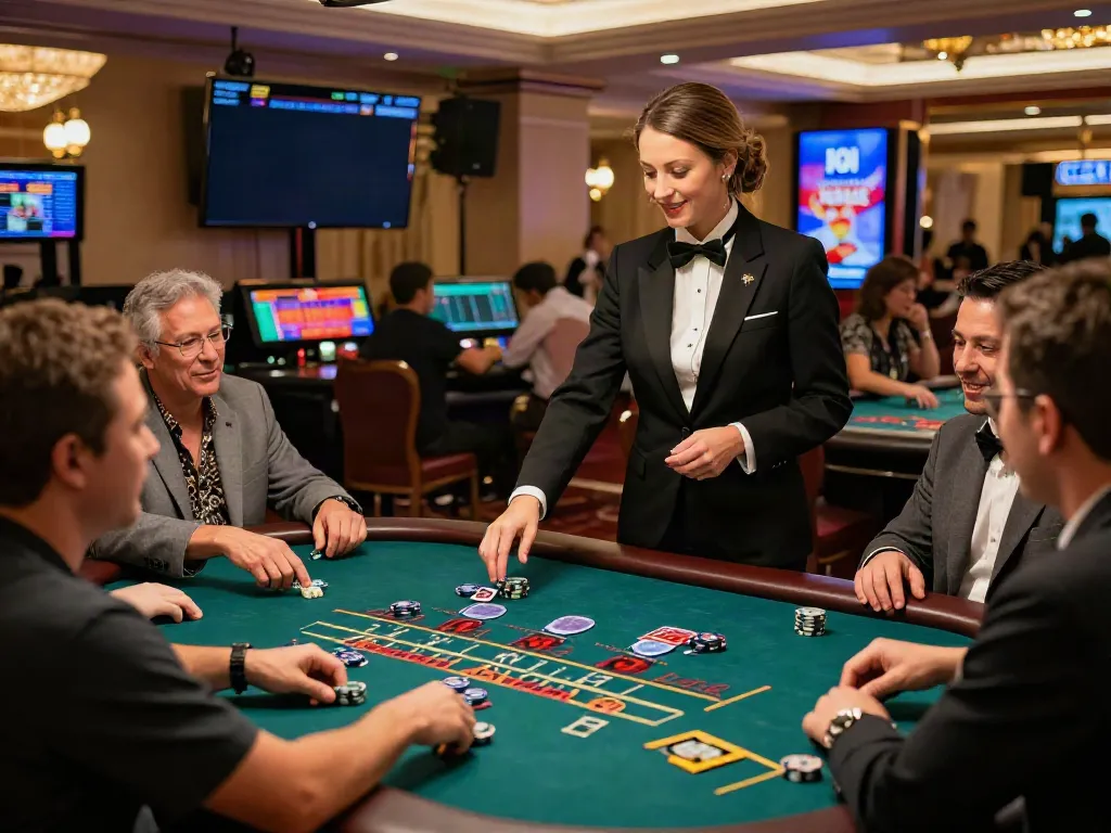 Engaging live casino action at https://man88pro.com/ with an elegant dealer and excited players.