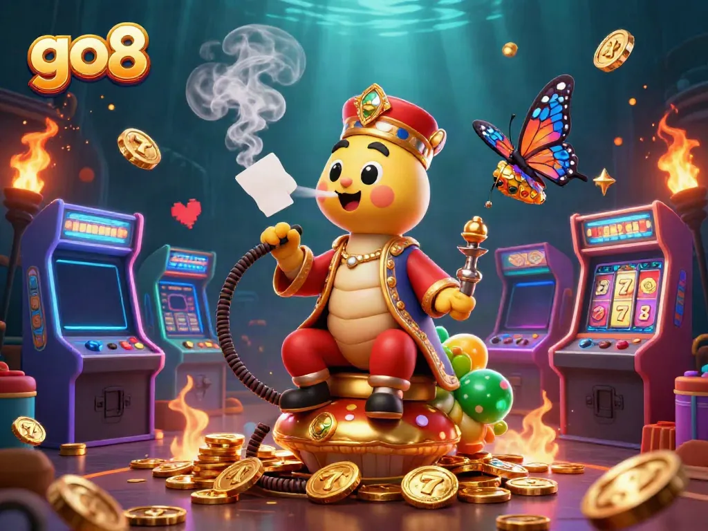 Engage in thrilling gameplay with go8, featuring a dynamic casino scene with colorful game elements.