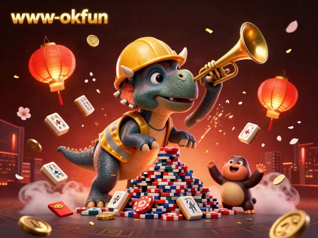 Experience exciting moments at www-okfun with vibrant casino characters celebrating victories amidst a dynamic game atmosphere.