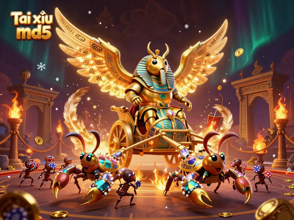 Engage in the thrilling Tài xỉu md5 game with dynamic illustrations of powerful characters and casino elements.